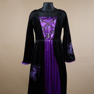 Witch Costume Halloween Fancy Dress Up With Purple Gloves